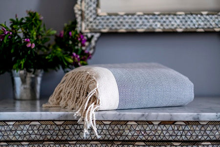 Cotton Throw Herringbone with fringes