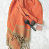 Large cotton hammam towel. Orange and sand colored honeycomb pattern