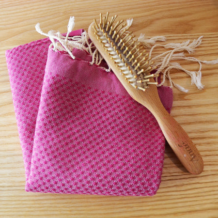 Rainbow Hammam guest  bath towel fushia
